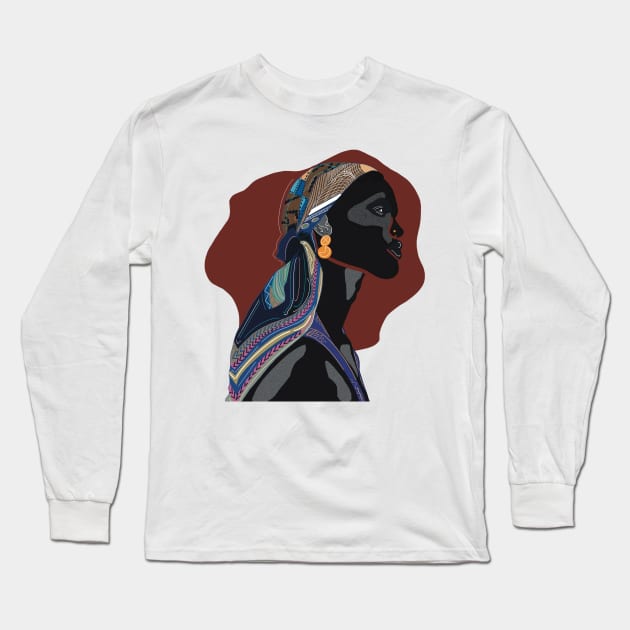 African woman art Long Sleeve T-Shirt by Brooke Danaher Art 